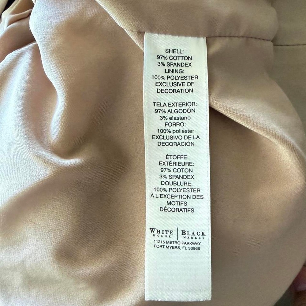 White House Black Market Tan Cropped Workwear Jacket Button Up Zip Women 12 - Picture 5 of 5